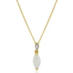 9ct Yellow Gold Marquise Opal & Diamond Necklace close up