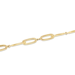 9ct Yellow Gold Open Interlocking Oblong Link Bracelet - 7.75"