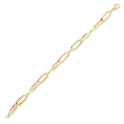 9ct Yellow Gold Open Interlocking Oblong Link Bracelet - 7.75"