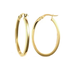 9ct Yellow Gold Oval 18mm Hoop Earrings front and side