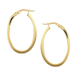 9ct Yellow Gold Oval 18mm Hoop Earrings side