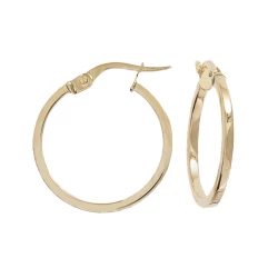 9ct Yellow Gold Round Squared Hoop Earrings