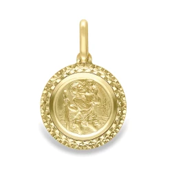 9ct Yellow Gold Small Round St Christopher Pendant
