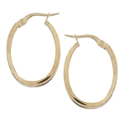 9ct Yellow Gold Split Strand Oval Hoops side view