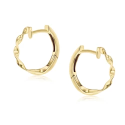 9ct Yellow Gold Twisty Design Hoop Earrings