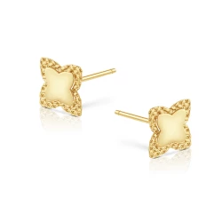 9ct Yellow Gold Venetian Flower Stud Earrings Side View