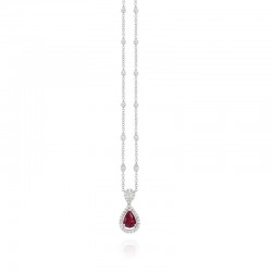 18ct White Gold 1.30ct Ruby Cluster Necklet