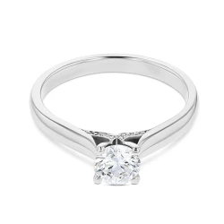 Alecia Platinum & Diamond Solitaire Ring Flat