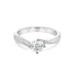 Annie Platinum and Diamond Solitaire Ring Flat