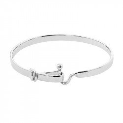 Silver Feature Hook Clasp Bangle