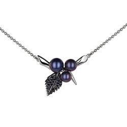 Blackthorn Triple Pearl Leaf Pendant Necklace