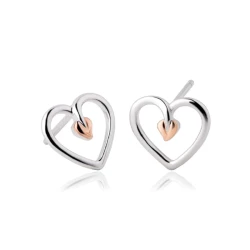 Clogau Silver Tree of Life Heart Stud Earrings