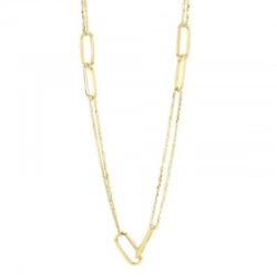 9ct Yellow Gold Double Trace Chain & Open Link Necklace