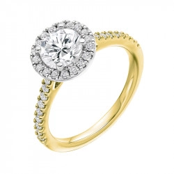18ct Yellow Gold Brilliant Cut Halo Style Engagement Ring - 0.80ct
