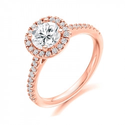 18ct Rose Gold Diamond Halo Style Ring - 0.80ct