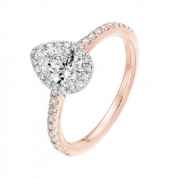 18ct Rose Gold Pear Cut Halo Style Engagement Ring - 0.50ct