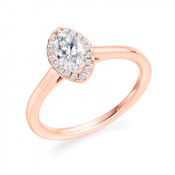 18ct Rose Gold Marquise Halo Style Engagement Ring - 0.31ct