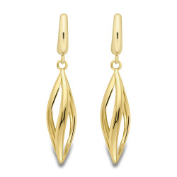 9ct Yellow Gold Twisted Cage Design Drop Earrings
