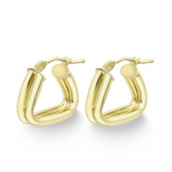 9ct Yellow Gold Two Strand Open Triangle Hoop Earrings