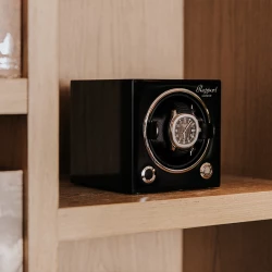 Evo Black Single Watch Winder on a Shelf