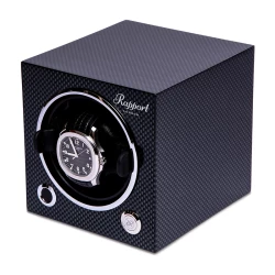 Evo Single Watch Winder with a Carbon Fibre Finish Left