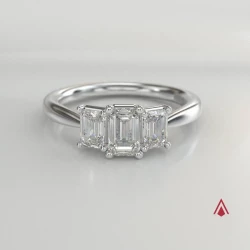 Florentine Platinum and Emerald Diamond Trilogy Engagement Ring 360 degree video