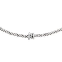 Fope Prima Three Rondel Necklace with Diamond Pave Close Up