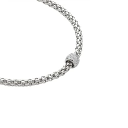 Fope 18ct White Gold & Diamond Solo Collection Necklace Close Up