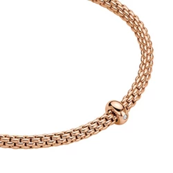 Fope Prima Collection 18ct Rose Gold Single Diamond Set Rondel Bracelet