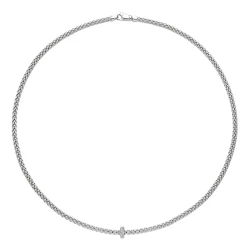Fope Prima Collection 18ct White Gold Pave Diamond Round Rondel Necklace