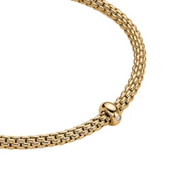 Fope Prima Collection 18ct Yellow Gold Single Diamond Set Rondel Bracelet