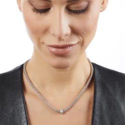 Fope Solo White Gold Diamond Necklace on model
