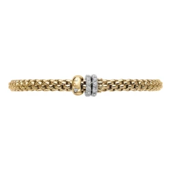 FOPE Solo Yellow Gold Flex'it Bracelet with Diamonds Front