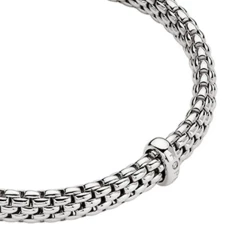 Fope Vendome Collection 18ct White Gold Single Diamond Set Bar Bracelet