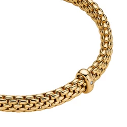 Fope Vendome Collection 18ct Yellow Gold Single Diamond Set Bar Bracelet