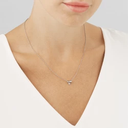 Georg Jensen Moonlight Grapes Silver & Diamond Pendant on neck