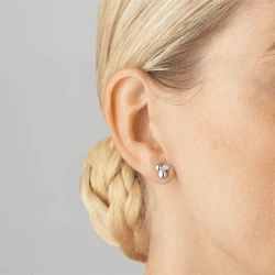 Georg Jensen Moonlight Grapes Silver & Diamond Stud Earring in ear