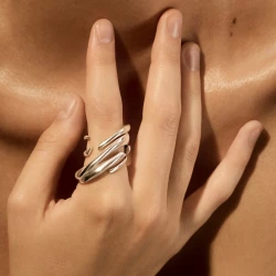 Georg Jensen Silver Arc Ring on finger