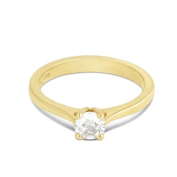 Grace 18ct Yellow Gold 0.40ct Diamond Solitaire Ring Flat