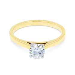 Grace 18ct Yellow Gold & 0.56ct Diamond Solitaire Ring Flat