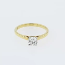 Grace 18ct Yellow Gold & 0.56ct Diamond Solitaire Ring Flat