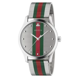 Gucci G-Timeless 42mm watch with green and red house stripe