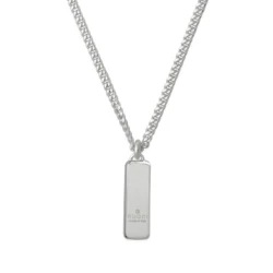 Gucci Tag Silver Necklace Close Up Back
