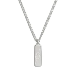 Gucci Tag Silver Necklace Close Up Front