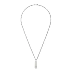 Gucci Tag Silver Necklace Full Length Back