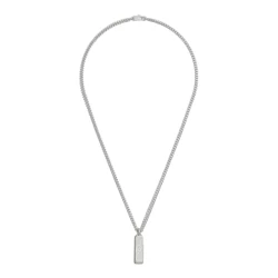 Gucci Tag Silver Necklace Full Length Front