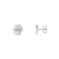 Gucci Trademark Hexagon Earrings front and side view