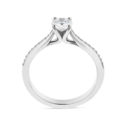 KC Collection Platinum & 0.52ct Diamond Solitaire Engagement Ring Upright