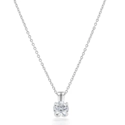 Lab Grown Diamond White Gold Necklace Full Length