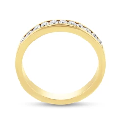 18ct Yellow Gold & 0.32ct Diamond Set Wedding Ring profile view